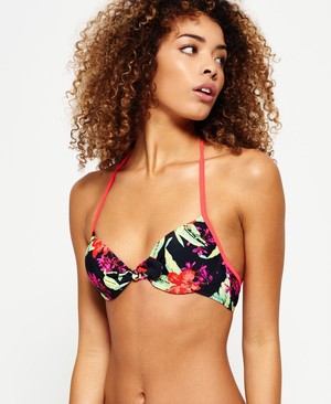 Superdry Tropical Hibiscus Cup Bikini Női Fürdőruha Fekete | LKTJM5640